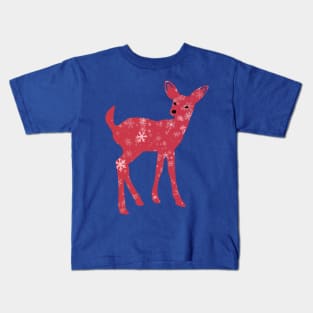 Deer with red christmas pattern Kids T-Shirt